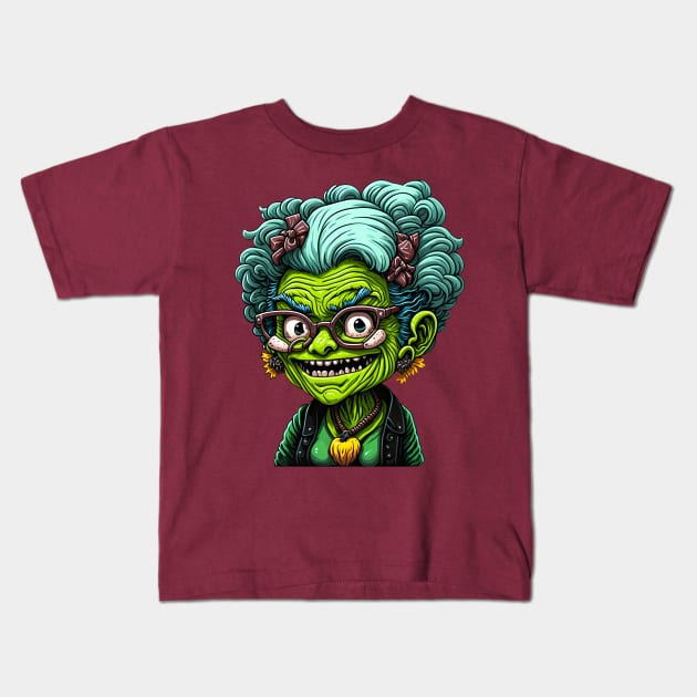 Mildred, Cute Grandma Monster Kids T-Shirt by Kingrocker Clothing